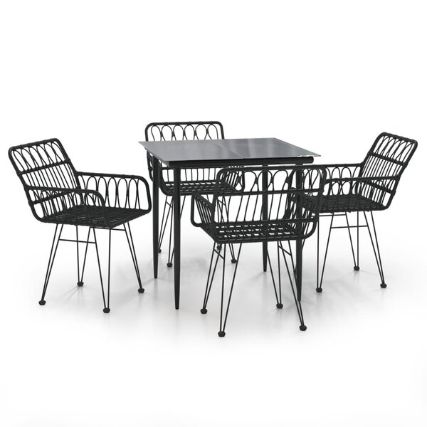 vidaXL Ensemble à manger de jardin 5 Pièces Noir Résine tressée