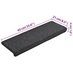 vidaXL Tapis d'escalier 15 Pièces 65x21x4 cm Anthracite
