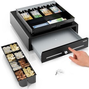 ACROPAQ Tiroir Caisse 42x41x12 cm- Compatible Caisse Enregistreuse RJ11- Ouverture par Pression - Insert Amovible