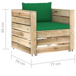 vidaXL Salon de jardin 2 Pièces avec coussins Bois imprégné de vert