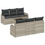 Ensemble de Canapé de Jardin 7 Pièces avec Coussins Gris Clair Poly Rattan