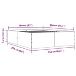vidaXL Cadre de lit sonoma gris 160x200 cm bois d'ingénierie