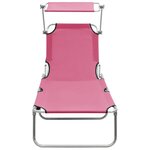 vidaXL Chaise longue pliable avec auvent Rose Aluminium