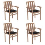 vidaXL Chaises de jardin empilables avec coussins lot de 4 Teck solide