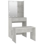 vidaXL Ensemble de coiffeuse avec LED Gris béton Bois d'ingénierie
