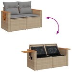 vidaXL Canapé de jardin avec coussins 2 places beige résine tressée