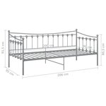 vidaXL Cadre de canapé-lit sans matelas gris métal 90x200 cm