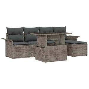 vidaXL Ensemble de canapé de jardin avec coussin 6 Pièces Gris polyrotin