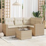 vidaXL Salon de jardin avec coussins 5 Pièces beige résine tressée