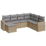 vidaXL Salon de jardin avec coussins 7 Pièces beige résine tressée