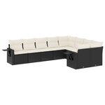 vidaXL Salon de jardin 9 Pièces avec coussins noir résine tressée