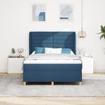 Lit box spring vidaXL avec matelas Bleu 140x200 cm en tissu