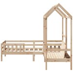 vidaXL Ensemble de lit et de banc avec toit 90x190 cm bois massif pin