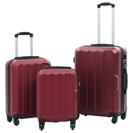 vidaXL Valise rigide 3 Pièces Rouge bordeaux ABS