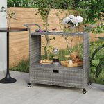 vidaXL Chariot de bar avec tiroir Gris 100x45x97 cm Résine tressée