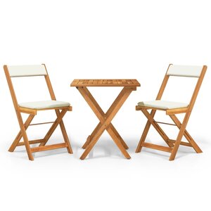 vidaXL Ensemble de bistro pliable 3 Pièces avec coussins Acacia solide
