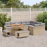 vidaXL Ensemble de Canapé de Jardin 12 Pièces avec Coussins Beige en Rattan Synthétique