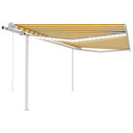 vidaXL Auvent automatique capteur de vent et LED 4 5x3m Jaune et blanc