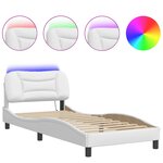 vidaXL Cadre de lit avec lumières LED blanc 80x200 cm similicuir