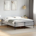 vidaXL Cadre de lit sonoma gris 120x200 cm bois d'ingénierie et métal