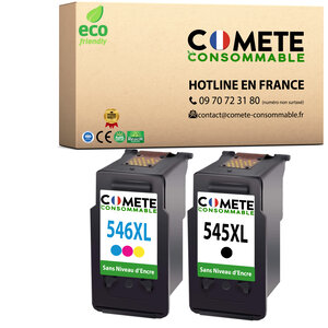 COMETE, Entreprise française - 545/546XL - 2 Cartouches d'encre Compatibles avec Canon- sans affichage du niveau d'encre