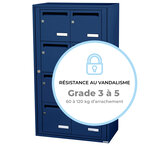 Bloc collectif leabox.com  2x4  grade 3  simple face  Intérieur  fixation murale  Bleu Saphir RAL 5003 finition brillante
