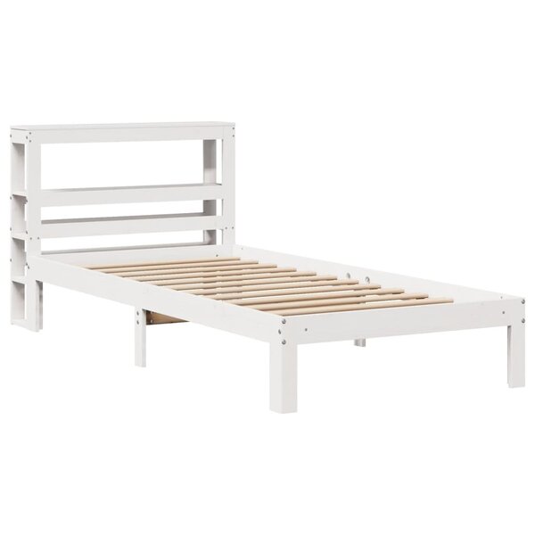 vidaXL Cadre de lit et tête de lit blanc 100x200 cm bois de pin massif