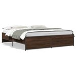vidaXL Cadre de lit chêne marron 200x200 cm bois d'ingénierie et métal