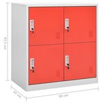 vidaXL Armoires à casiers 5 Pièces Gris clair et rouge 90x45x92 5cm Acier