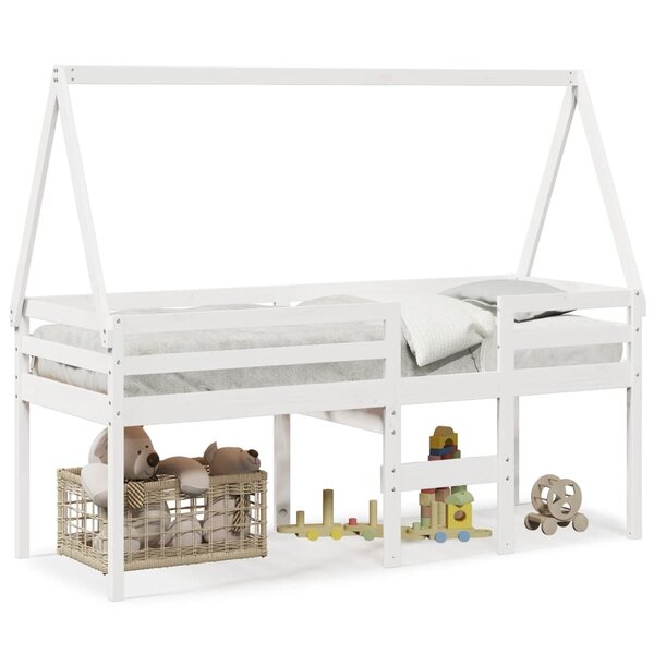 vidaXL Lit haut avec toit blanc 75x190 cm bois de pin massif