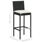 vidaXL Ensemble de bar de jardin 5 Pièces et coussins Résine tressée Noir
