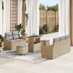 vidaXL Ensemble de 8 Canapés de Jardin avec Coussins Beige Poly Rotin Acacia