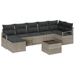 vidaXL Canapé de Jardin 9 Pièces avec Coussins Rattan Gris Poly