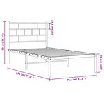 vidaXL Cadre de lit métal sans matelas avec tête de lit noir 75x190 cm