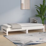 vidaXL Lit coulissant Blanc 2x(90x200) cm Bois de pin massif