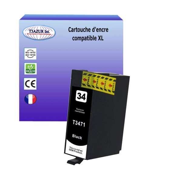 Cartouche Compatible pour Epson WorkForce Pro WF3720DW, WF3720DWF, WF3725DWF remplace Epson T3471 (34XL) Noire - T3AZUR