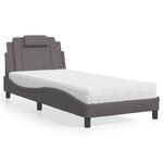 vidaXL Lit avec matelas gris 90x190 cm similicuir