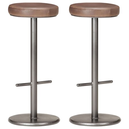 vidaXL Tabourets de bar lot de 2 marron cuir véritable