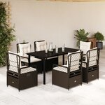 vidaXL Ensemble à manger de jardin et coussins 7 Pièces marron rotin