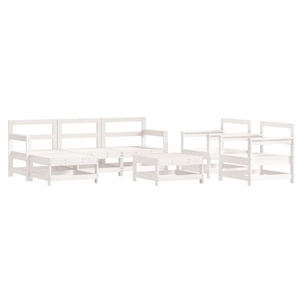 vidaXL Salon de jardin 7 Pièces Blanc Bois de pin massif