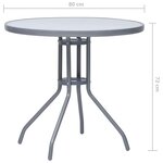 vidaXL Table de jardin Gris clair 80 cm Acier et verre