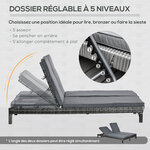 Bain de soleil transat 2 places - grand confort - dossier inclinable multi-positions - matelas fournis - résine tressée gris