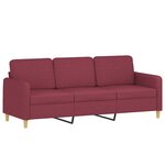 vidaXL Ensemble de canapés 3 Pièces avec coussins Rouge bordeaux Tissu