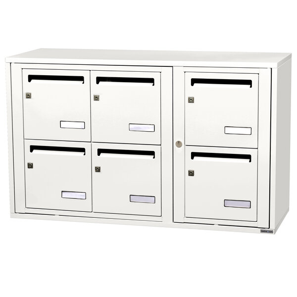 Bloc collectif leabox.com  3x2  grade 3  simple face  Intérieur  fixation murale  Blanc pur RAL 9010 finition brillante