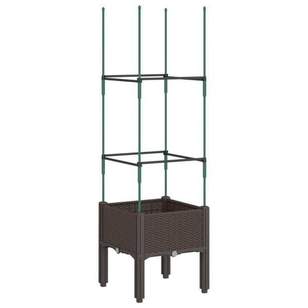 vidaXL Jardinière avec treillis marron 40x40x142 5 cm PP
