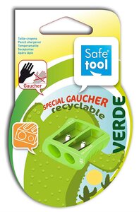 Taille-crayon 'VERDE' 2 usages plastique Spécial GAUCHER Vert SAFETOOL