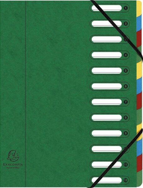 Trieur Harmonika, A4, 12 compartiments, vert EXACOMPTA