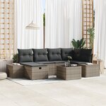 vidaXL Canapé de jardin 7 pièces avec coussins gris en poly rattan
