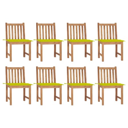 vidaXL Chaises de jardin 8 Pièces avec coussins Bois de teck massif