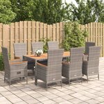 vidaXL Ensemble à manger de jardin 9 Pièces coussins gris résine tressée